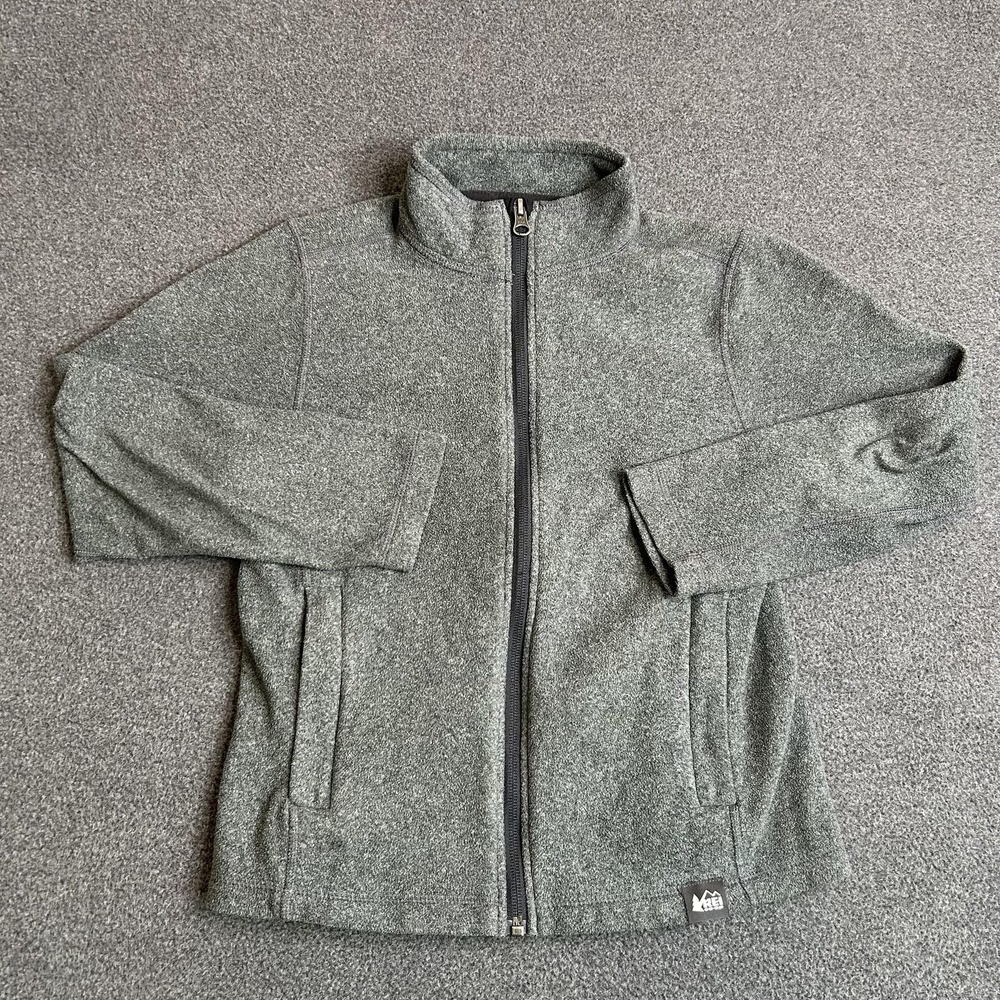 REI Co-op Fleece Jacket Kids 8 Gray Full Zip Pockets Soft Fall Warm Layer